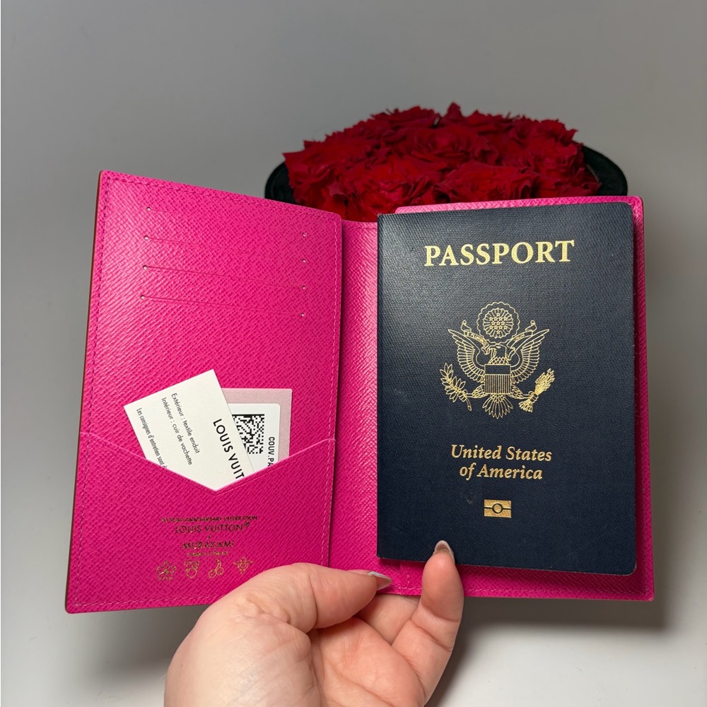 SOLD Louis Vuitton LV x TM Passport Cover Multicolor w/Hot Pink Made in France - Picture 6 of 15